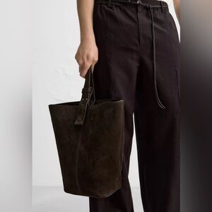 High-quality brown suede leather bag